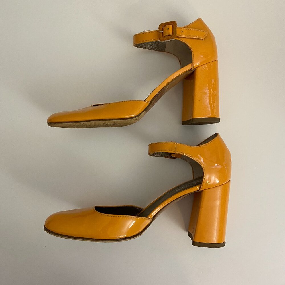 gravitypope Mustard Yellow Patent Mary-Jane Heels size 39